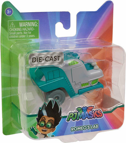 PJ Masks Die-Cast Cars: Cat-Car, Owl Glider Gekko-Mobile, Night Ninja Bus, and Romeo's Lab (1Pcs)