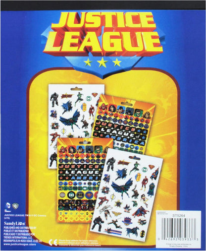 Sandy Lion Justice League Stickerland Pad, 295 Stickers - 4 Pages Stickers Book