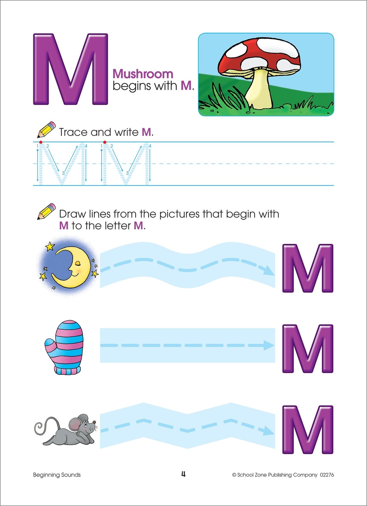 Beginning Sounds Workbook - Ages 3 to 5, Preschool to Kindergarten, Alphabet, Lower & Uppercase Letters, Tracing, and More