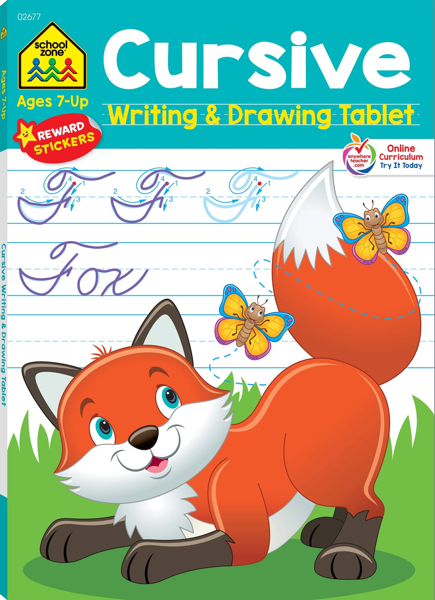 Cursive Writing & Drawing Tablet Workbook - 96 Pages, Ages 7+, Skip-A-Line Ruled Writing Paper, Practice Handwriting, Letters, Words, and More