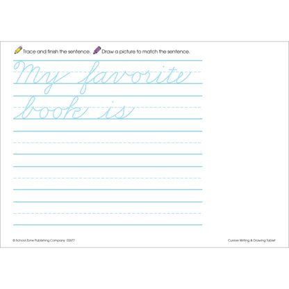Cursive Writing & Drawing Tablet Workbook - 96 Pages, Ages 7+, Skip-A-Line Ruled Writing Paper, Practice Handwriting, Letters, Words, and More