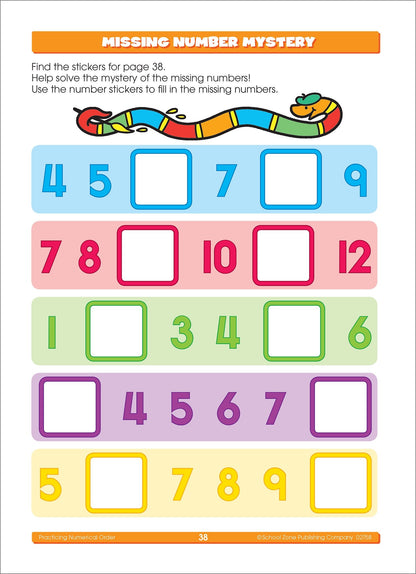 Math Stickers Workbook - Ages 3 to 6, Preschool to Kindergarten, Counting, Numbers 1-12, Telling Time, Matching, Basic Math, and More