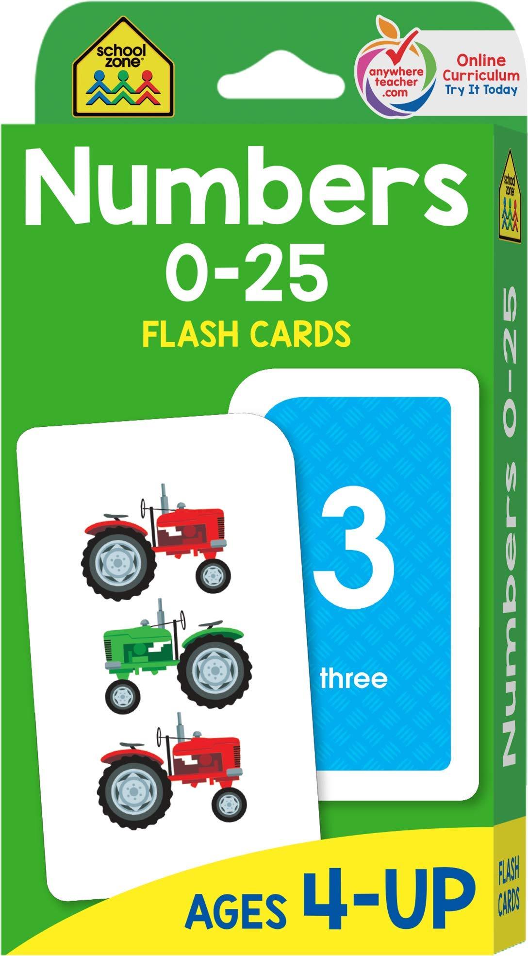 Numbers 0-25 Flash Cards - Ages 4 to 6, Preschool, Kindergarten, Math, Addition, Subtraction, Numerical Order, Counting, and More