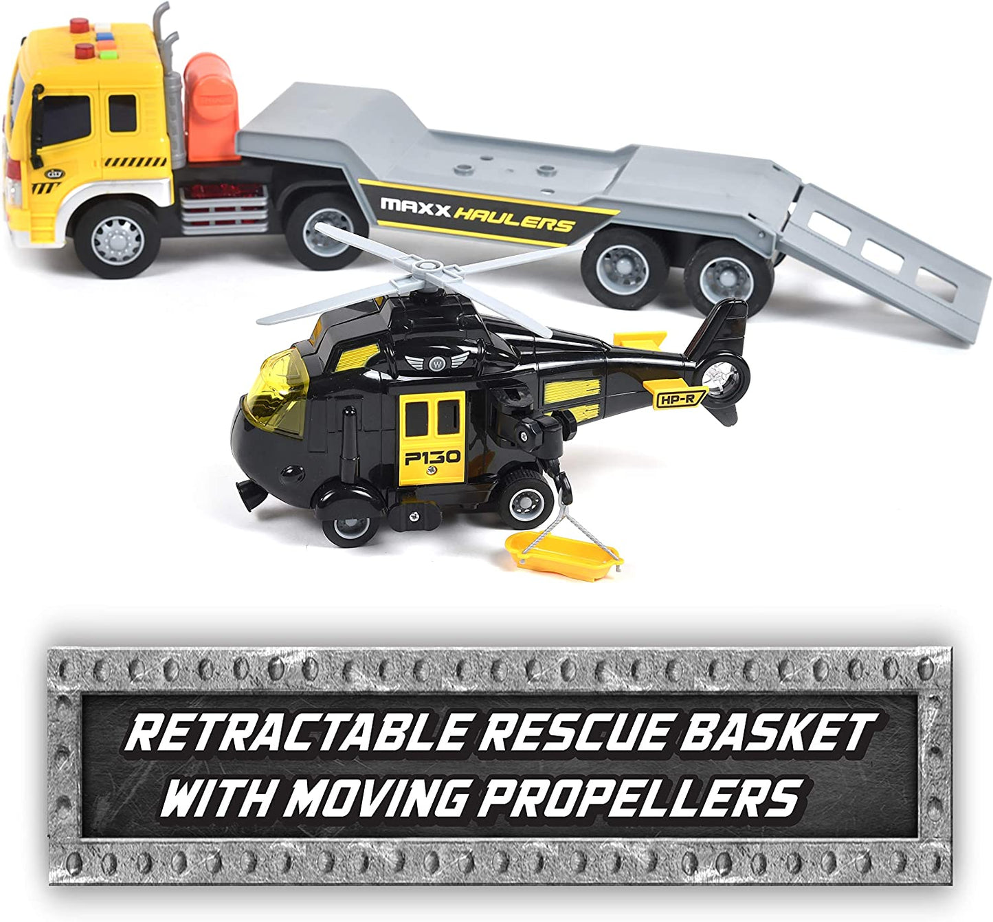 Sunny Days Maxx Action Long Hauler with Helicopter Playset Vehicles