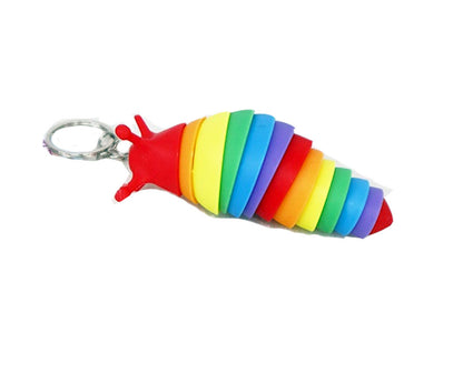 Rainbow Slug Keychain Fidget Stress Reliever Sensory - Christmas Holiday Birthday Gifts for Toddler