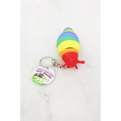 Rainbow Slug Keychain Fidget Stress Reliever Sensory - Christmas Holiday Birthday Gifts for Toddler