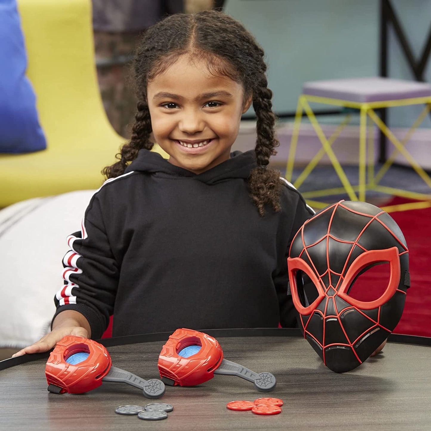 Spider-Man Marvel Across The Spider-Verse Web Action Gear, Miles Morales Costume Mask and Gauntlets, Super Hero Toys