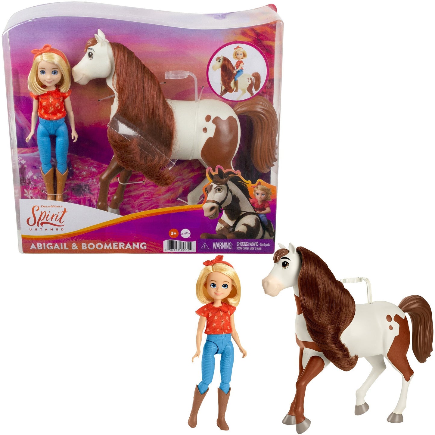 Spirit Untamed Abigail Doll (Approx.7-in) with 7 Movable Joints & Boomerang Horse (Approx.8-in) with Long Mane