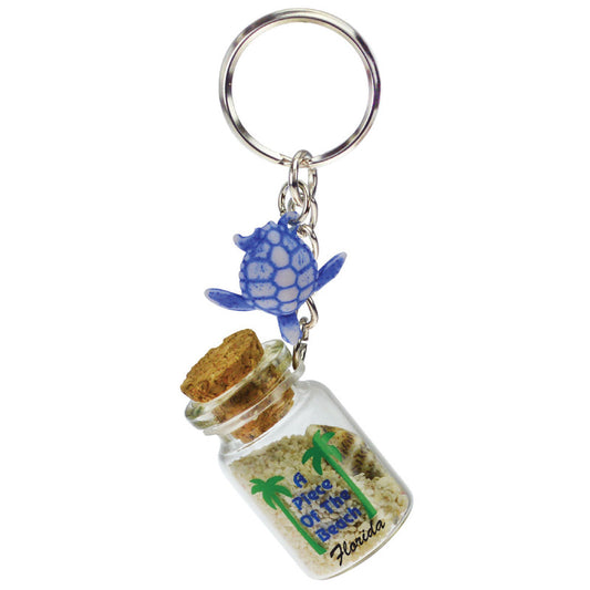 Turtle Dangling Sand Filled Keychain of Miami Florida - Travel Souvenir Gift, Multicolor (1Pcs)