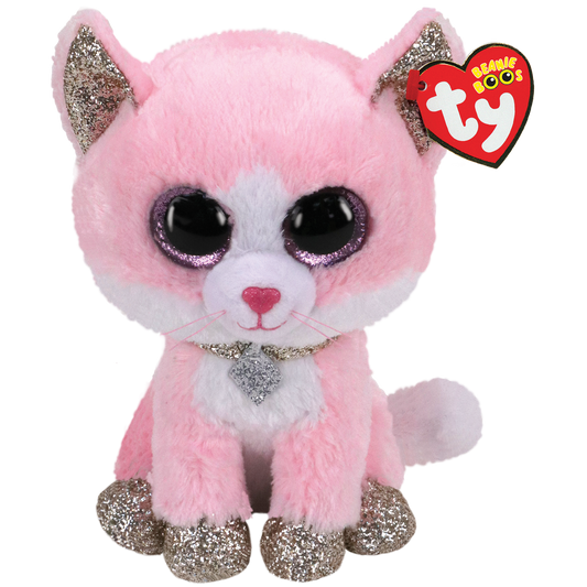 TY Beanie Boos - FIONA the Pink Cat Plush Toy (Glitter Eyes)(Regular Size - 6 inch)