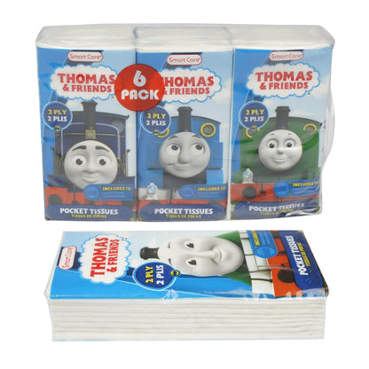 Thomas & Friends 2 Ply Pocket Tissues 6 Pack for Kids - Toddlers Tissue Paper