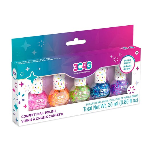 Three Cheers for Girls - Confetti Nail Polish Set - Nail Polish Set for Girls & Teens - Includes 5 Colors - Non-Toxic Nail Polish Kit for Kids Ages 8+