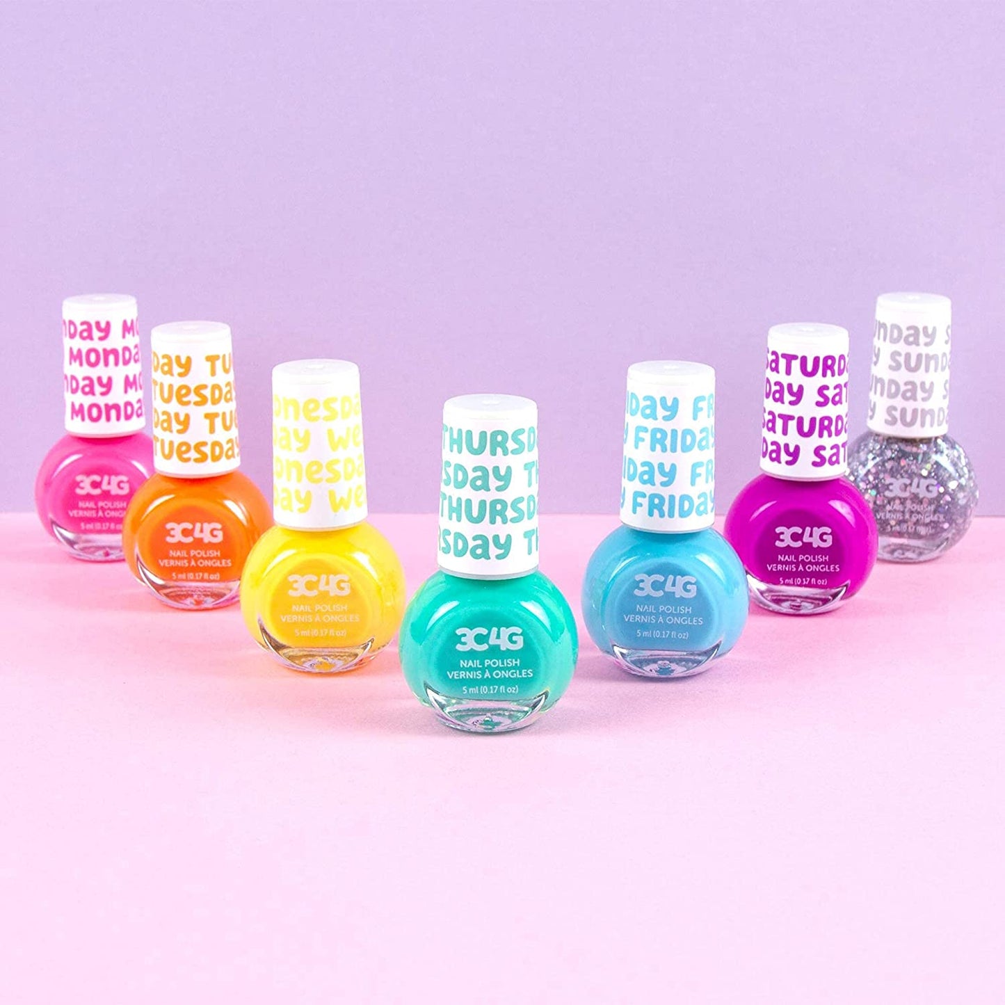 Three Cheers for Girls - Rainbow Bright Nail Polish Days of the Week - Nail Polish Set for Girls & Teens - Includes 7 Colors - Non-Toxic