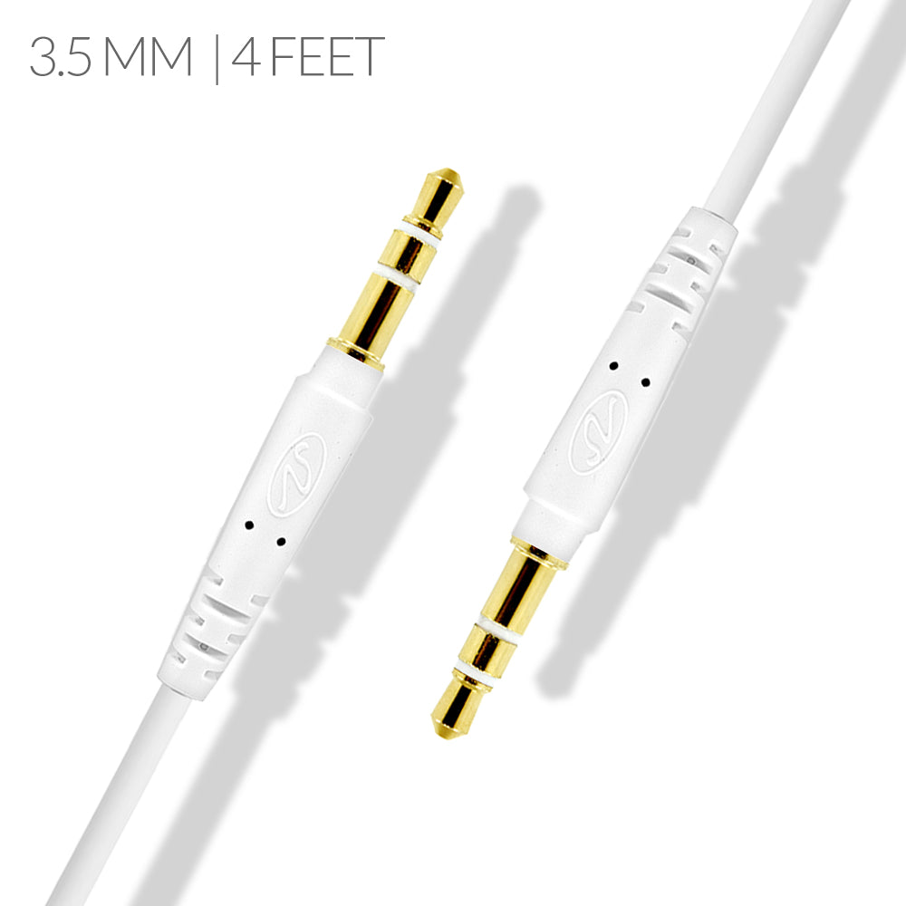 Universal Audio Cable 3.5mm 4 Feet (Round shape) White or Black
