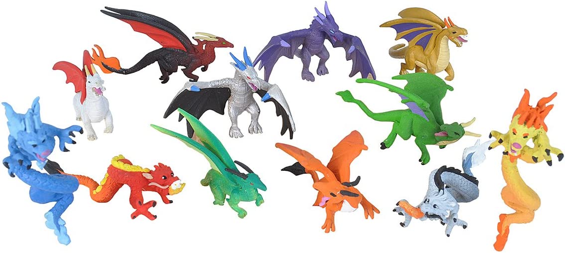 Wild Republic Dragon Figurines Tube, Dragon Toys, Twelve Dragon Figures with Six Different Poses