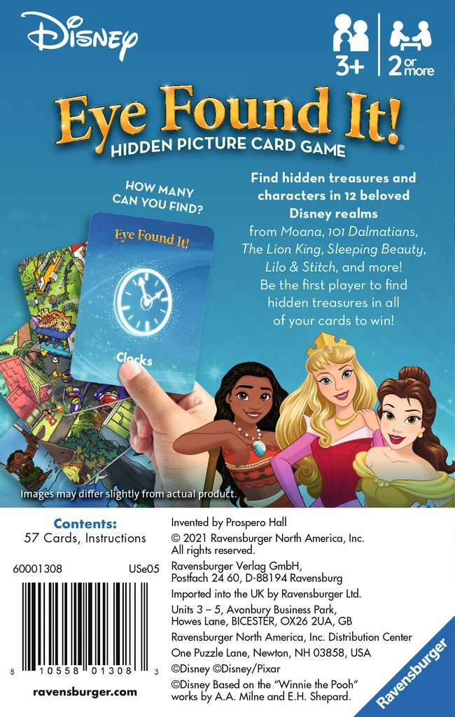 World of Disney Eye Found It Card Game - Radiator Springs , Alice's Wonderland, Peter Pan's and Pooh's