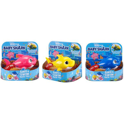 Pinkfong Sing & Swim Bath Toy Baby Shark - Feature Mommy Shark, Daddy Shark, Baby Shark - New Silicone Flippers
