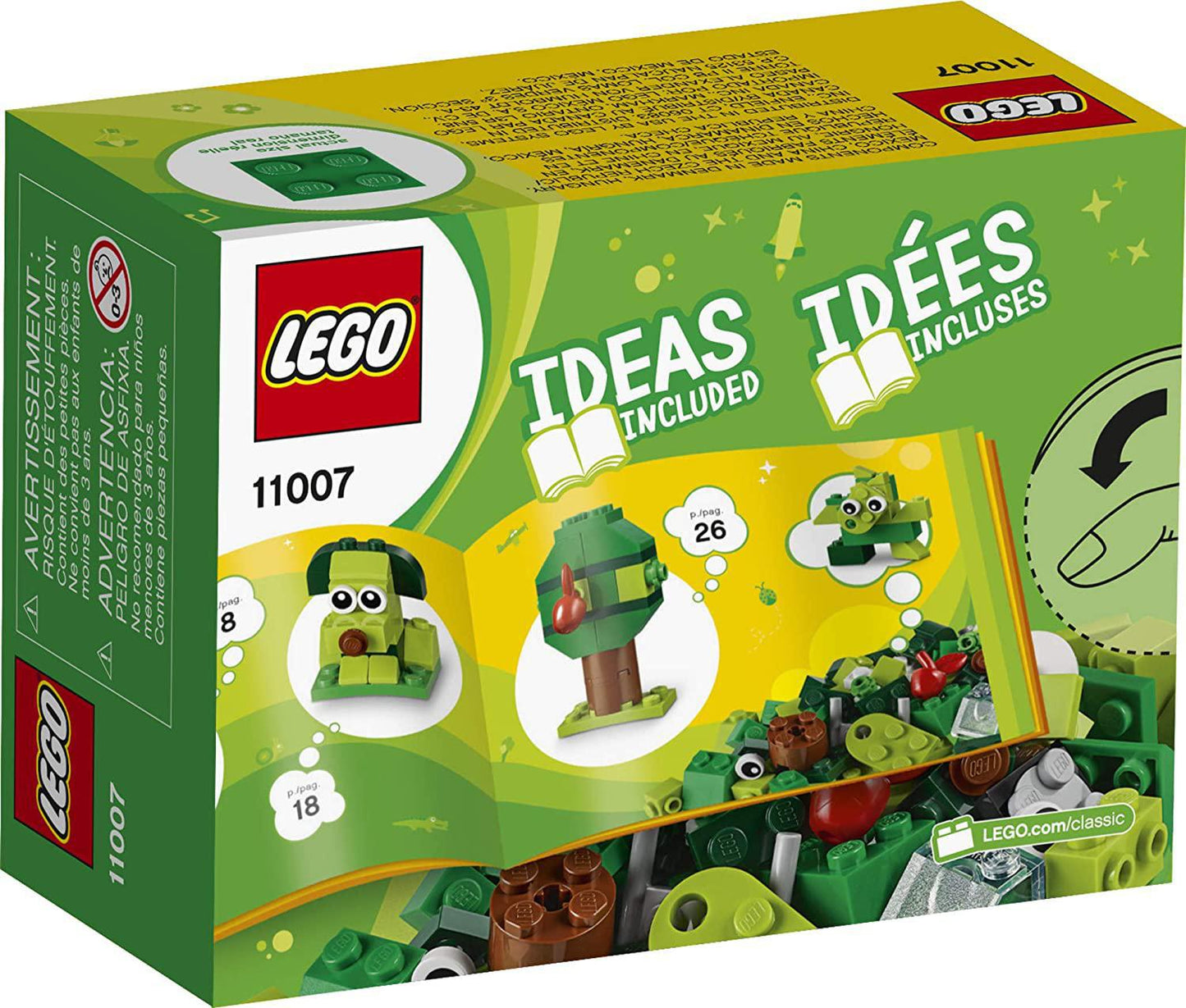 LEGO Classic Creative Green Bricks 11007 Starter Set Building Kit with Bricks and Pieces, New 2020 (60 Pieces)