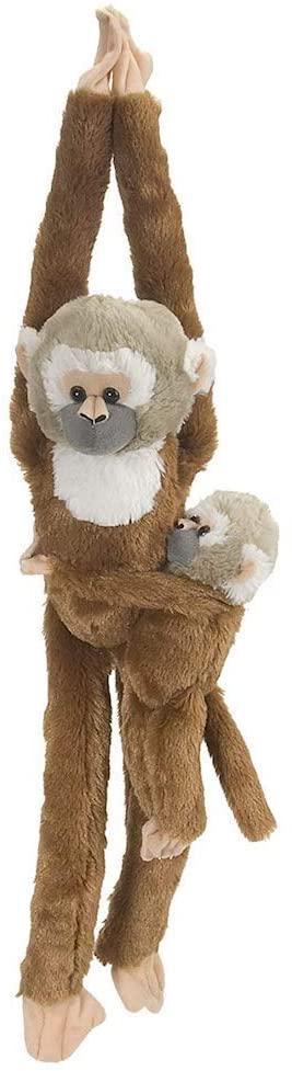 Wild Republic Squirrel Monkey with baby Plush, Monkey Stuffed Animal, Plush Toy, Gifts for Kids, Hanging 20 Inches