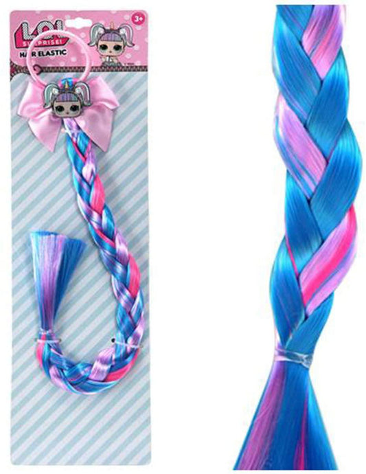 MGA LOL Surprise Bow with Faux Hair Braid & Poly Glitter Charm Hair Extension Pony Ties