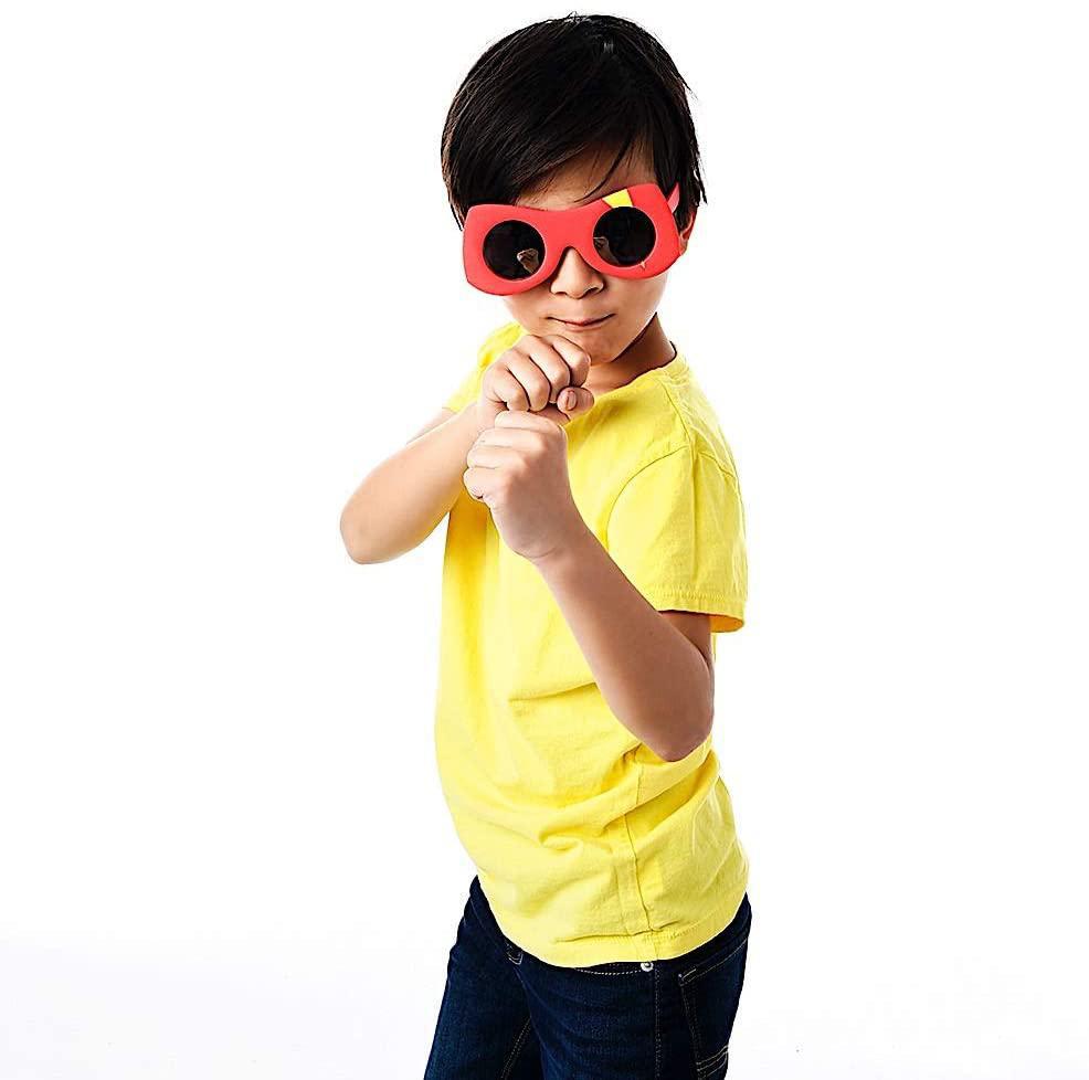 Sun-Staches Officially Licensed Lil' Characters RyanToysReview - Super Hero Mask Sunglasses, Red, Yellow, 8"