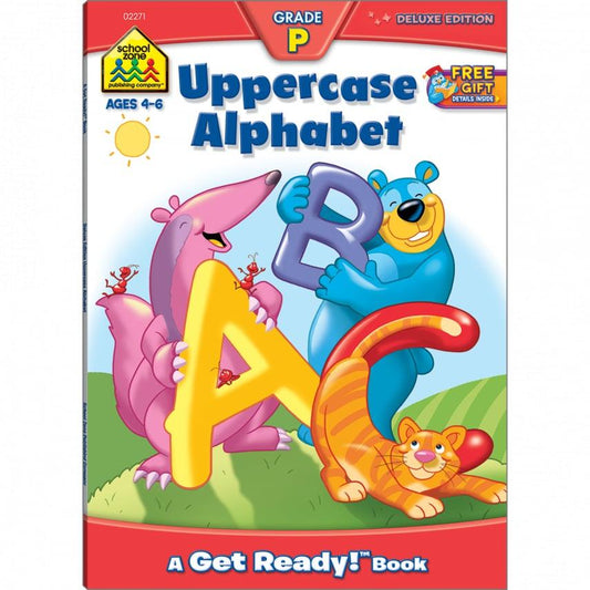 School Zone - Uppercase Alphabet Workbook - 64 Pages, Ages 4 to 6, Preschool to Kindergarten, Letters, Tracing, Writing, ABC's, and More