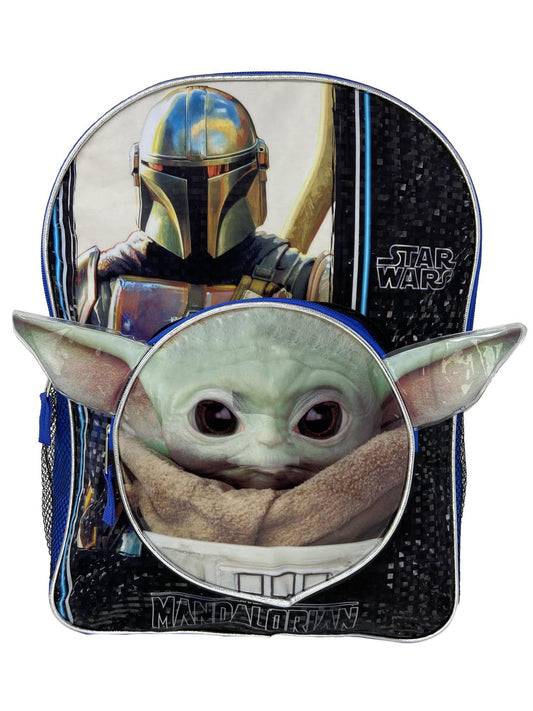Boys Disney Star Wars 16" Backpack Mandalorian Baby Yoda Shaped Pocket