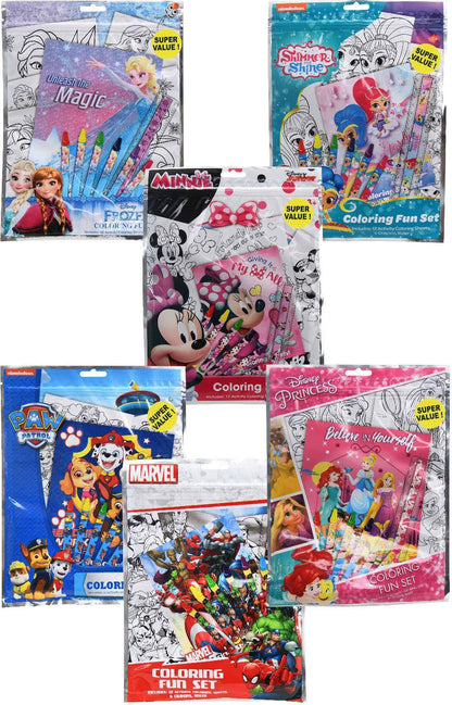Bendon Grab N Go Fun XL Coloring Book Fun Pack Set - Frozen, Paw Patrol, Minnie, Avengers, Shimmer and Shine, Princess (1Pcs)