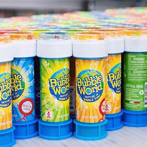 Bubble World Fun Bubble Bottle - Bubbles for Kids - Non-Toxic Bubbles with Built-In Wand for Mess-Free Play (1 Random Color Pick)