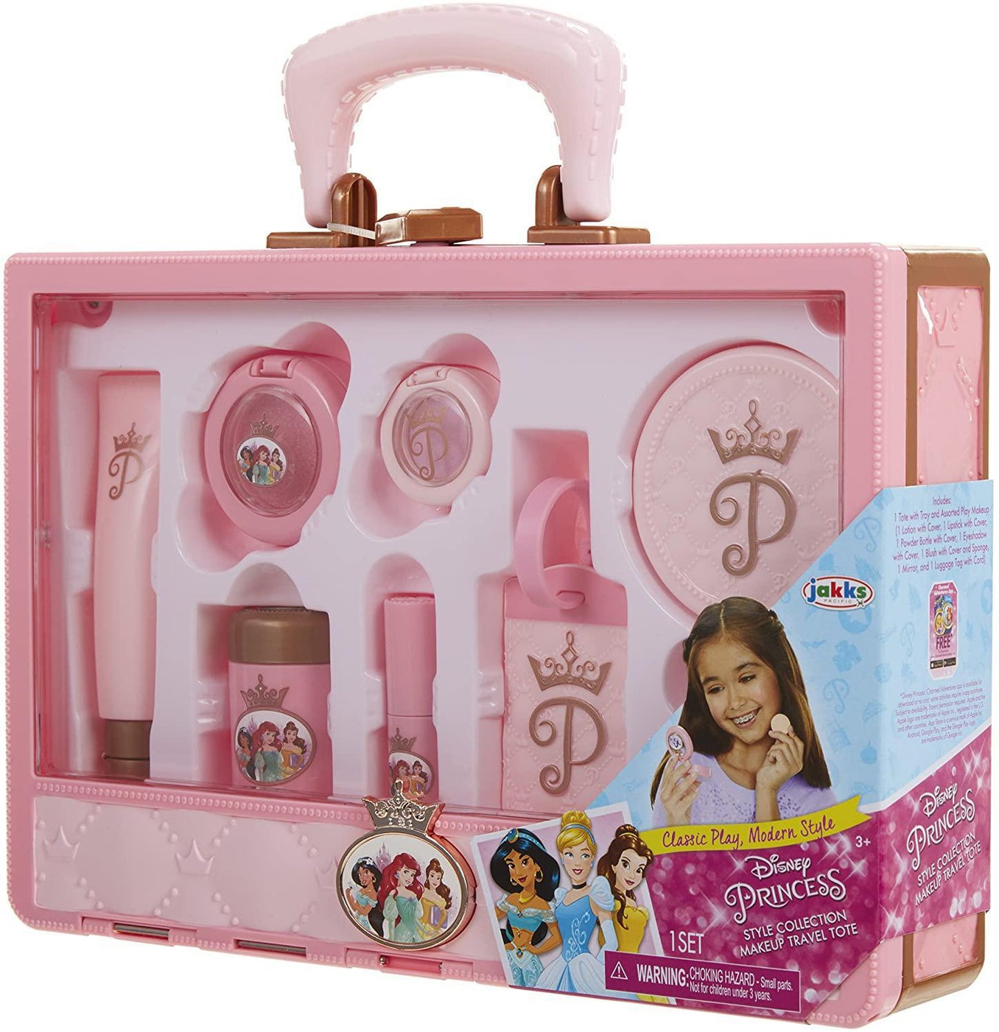 Disney Princess Style Collection Makeup Travel Tote Playset - Girls Pretend Play Toy Gift