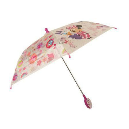 Minnie Mouse Disney Umbrella for Kids, Pink Minnie & Daisy Cartoon Character - Themed Rainwear Gear with Cute Oval Handle