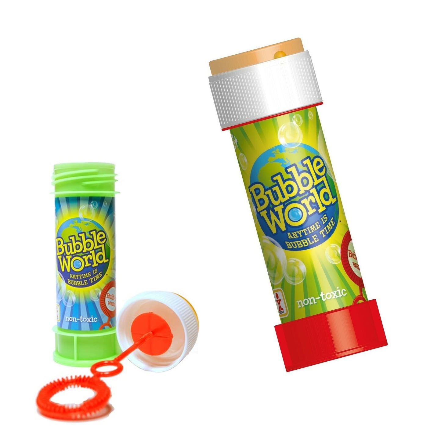 Bubble World Fun Bubble Bottle - Bubbles for Kids - Non-Toxic Bubbles with Built-In Wand for Mess-Free Play (1 Random Color Pick)