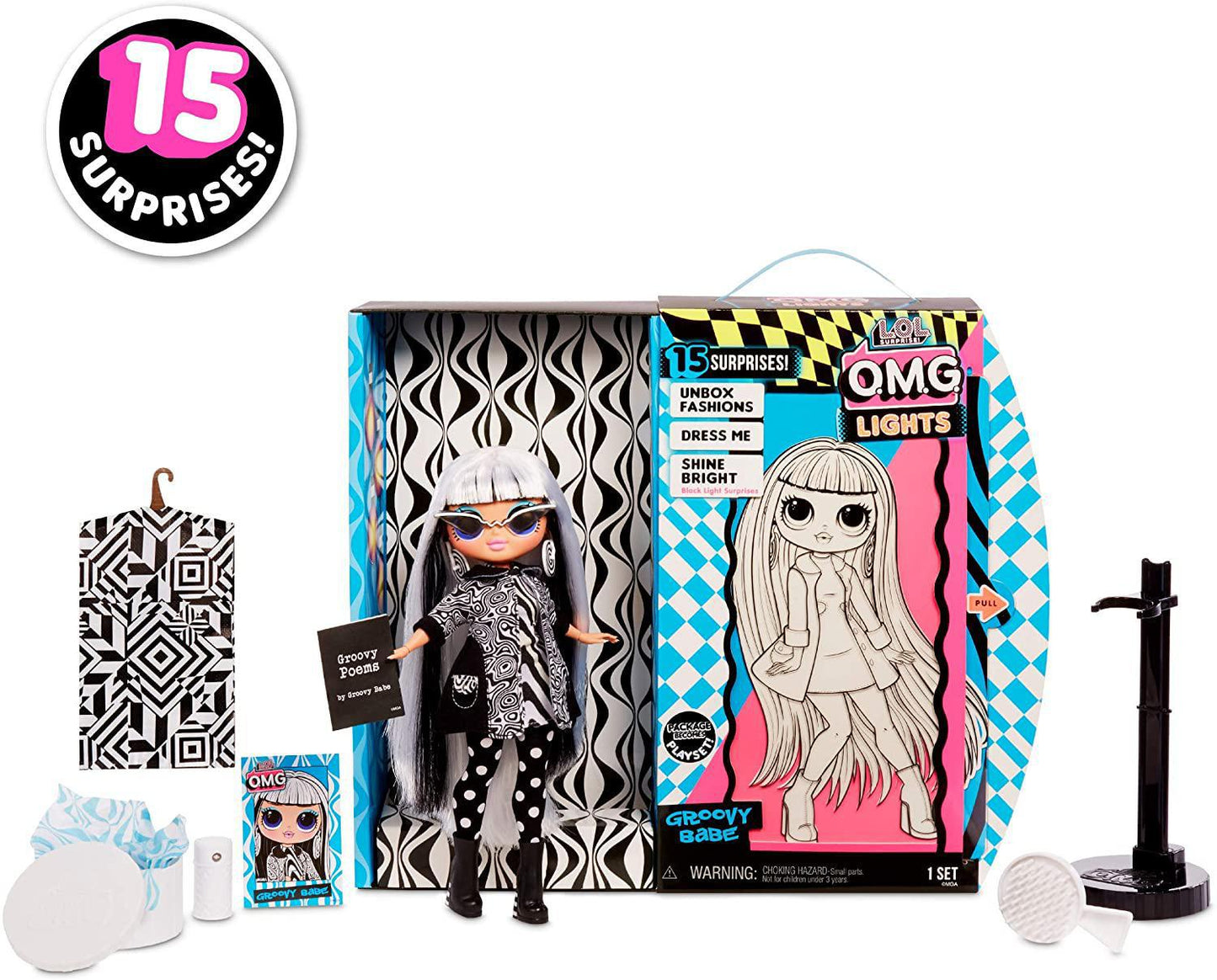 L.O.L. Surprise! O.M.G. Lights Fashion Doll with 15 Surprises - Doll Lights: Groovy Babe, Dazzle, Angles, Speedster