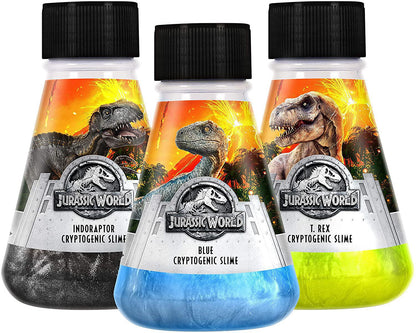 Jurassic World Slime, Dinosaur Slime, Trex, Velociraptor Blue and Indoraptor Cryptogenic Slime, Jurassic World Fallen Kingdom 1 Count