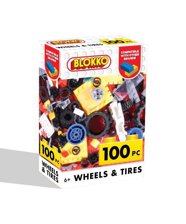 Anker Play Products Blokko 100 Piece Classic Blocks Wheels and Tires Compatible with Other Brands