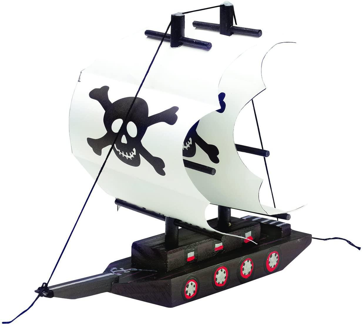 Creativity for Kids Paint Your Own Pirate Ship Paint and Build Mini Kit – Wooden Toy Pirate Ship