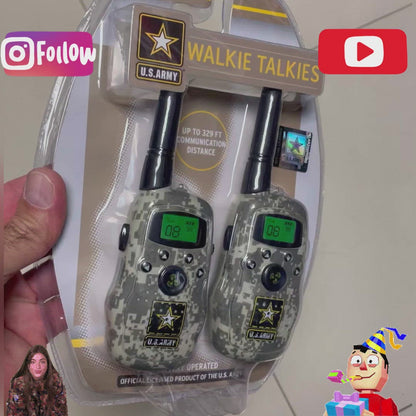 USA Army Kids Walkie Talkies Toy - Key Lock, Gift for Outdoor Adventure Camping Hunt Trip (2 Pack, Camo) 4+ Years Old