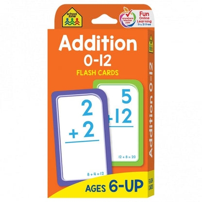 Addition 0-12 kids Education Flashcards - big, bold numbers on the flash cards