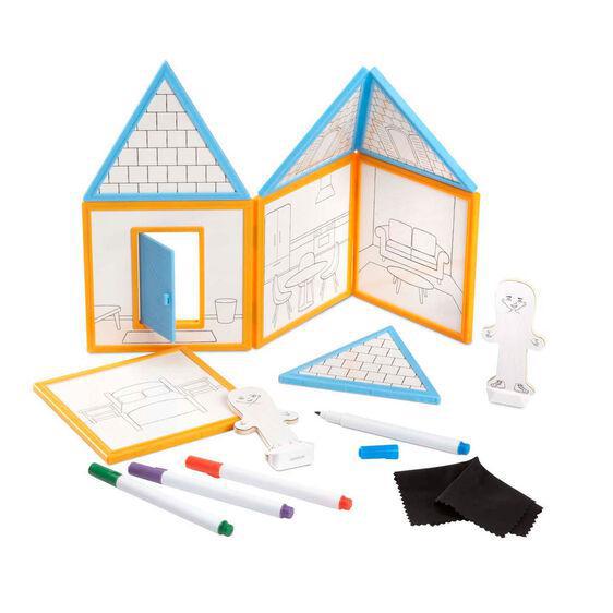 Melissa & Doug Magnetivity Magnetic Tiles Building Play Set – Draw & Build House (15 Pieces, 8 Panels, 4 Dry-Erase Markers)