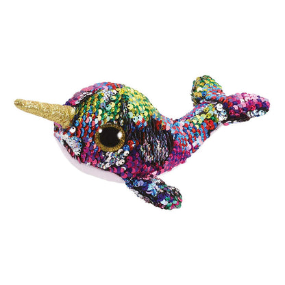 Ty Beanie Boos Flippable Whale  - Calypso the Multicolored Narwha - TY Calypso Narwhal Reversible Plush Toy