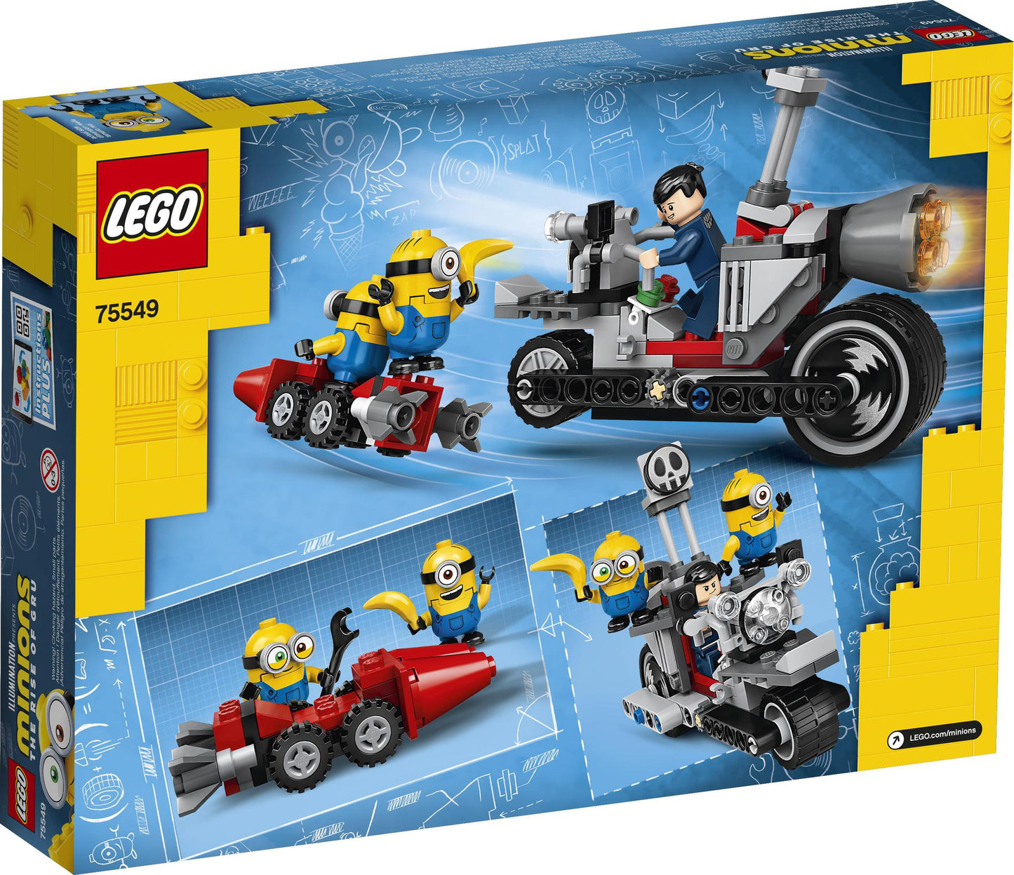 LEGO Minions Unstoppable Bike Chase 75549 Minions Toy Set, with Bob, Stuart and Gru Minion Figures (136 Pieces)