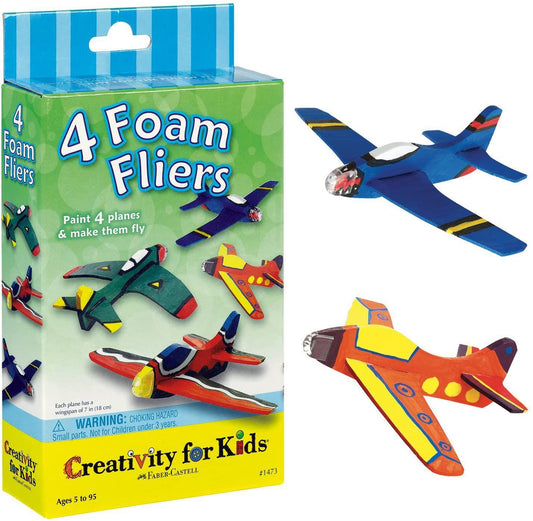 Creativity for Kids Four Foam Fliers Mini Planes Craft Kit - Paint 4 Foam Airplanes