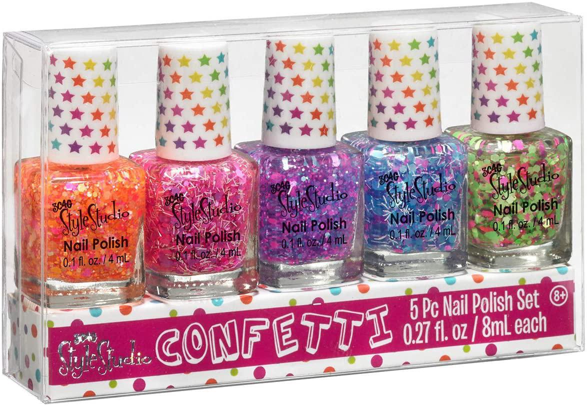 Girls Confetti Nail Polish - 5 Different Fun Confetti Color Combinations