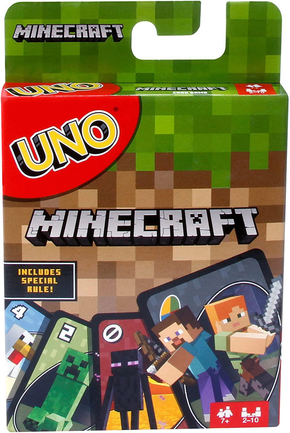 Mattel Games UNO Minecraft Card Game, Now UNO fun includes the world of Minecraft!, Multicolor, Basic Pack