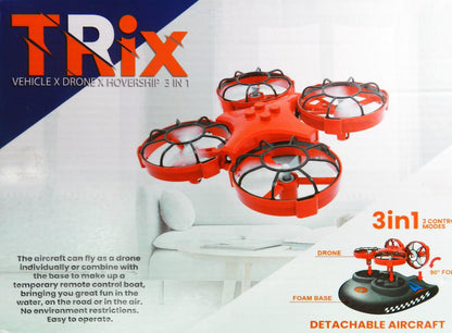 RC Hovercraft - 3 in 1 RC Drone/ Hovercraft/Sea-Land-Air/Quadcopter with 2.4Ghz Remote Control 3D Flip