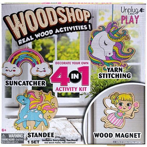 Wood Craft Model Activity Kits, Woodshop 4 in 1 Projects- Set