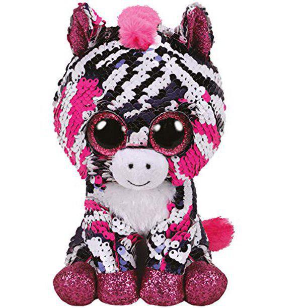 TY Flippables Sequin Plush - ZOEY the Zebra, changing reversible sequin fabric (Regular Size - 6 inch)