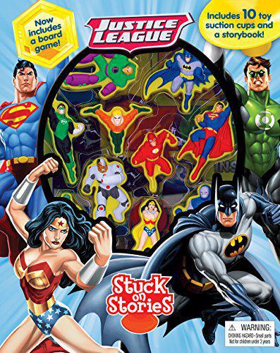 DC Justice League Stuck on Stories Board Book - 10 Toy Suction Cups,10 pages of fun!