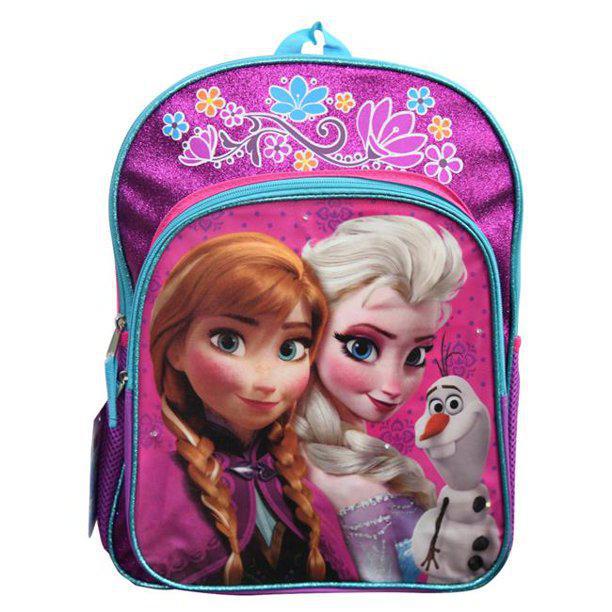 Disney 16-Inch Frozen Light Up Anna Elsa and Olaf Backpack, Pink & Blue