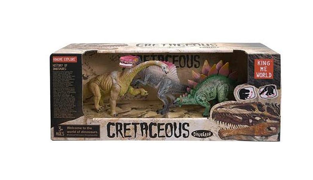 Movable Realistic 5.5" Dinosaur Figures, 3-Pack Assortment: Tyrannosaurus Rex, Triceratops, Pterodactyl, Stegosaurus, Brachiosaurus, and Spinosaurus